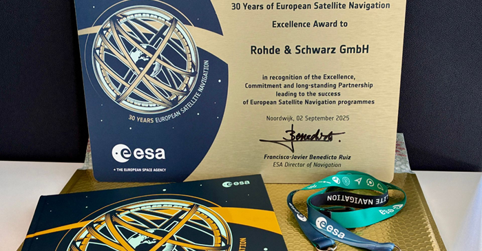 ESA awards Rohde & Schwarz for 30 Years of European Satellite Navigation