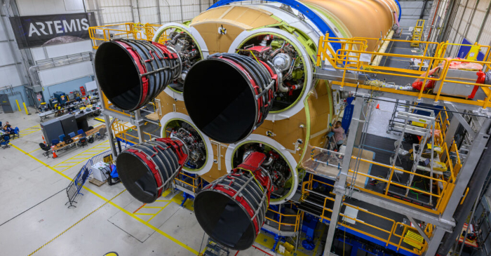NASA Completes Installation of All Four Engines on Core Stage of Artemis II Moon Rocket