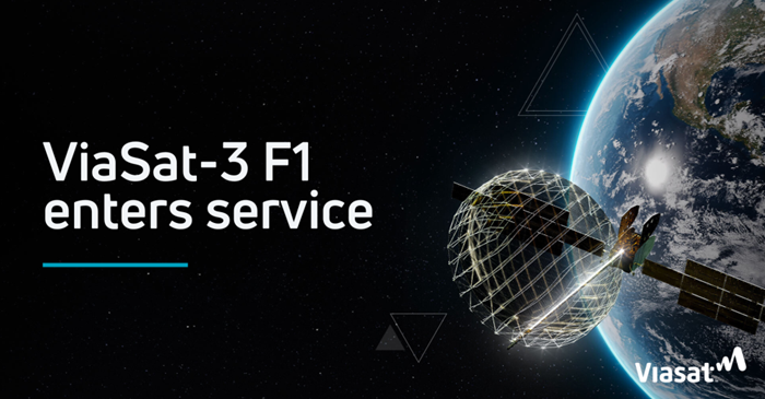 ViaSat-3 F1 Satellite Enters Commercial Service for Aviation Customers